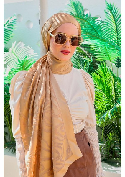 Gold Soyut Desen Deluxe Devore Şal
