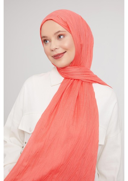 Somon Pliseli Pamuklu Şal