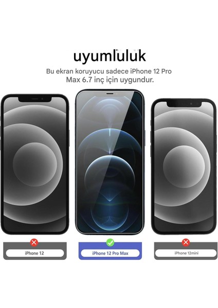Iphone 12 Pro Max Uyumlu Kırılmaz Ekran Koruyucu Cam 3'lü Set