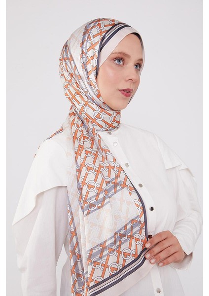 Krem Şeritli Halka Desen Brand Şal fiyatları