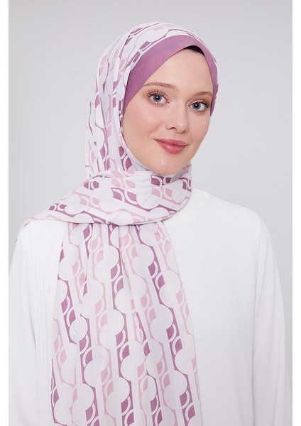 Gül Geometrik Desen Mono Şal