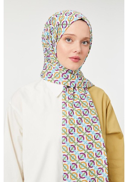 Mor Yuvarlak Desen Mono Krep Şal