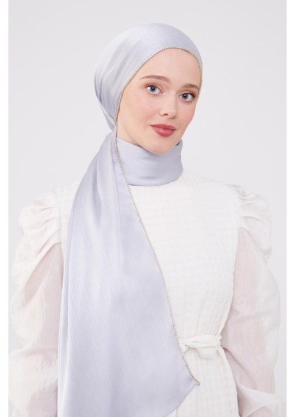 Gümüş Yanları Taş Şeritli Brilant Şal