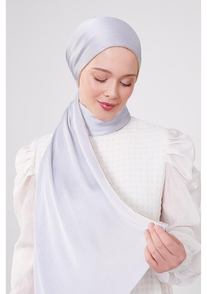 Gümüş Yanları Taş Şeritli Brilant Şal fiyatları