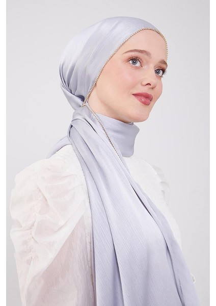 Gümüş Yanları Taş Şeritli Brilant Şal modelleri