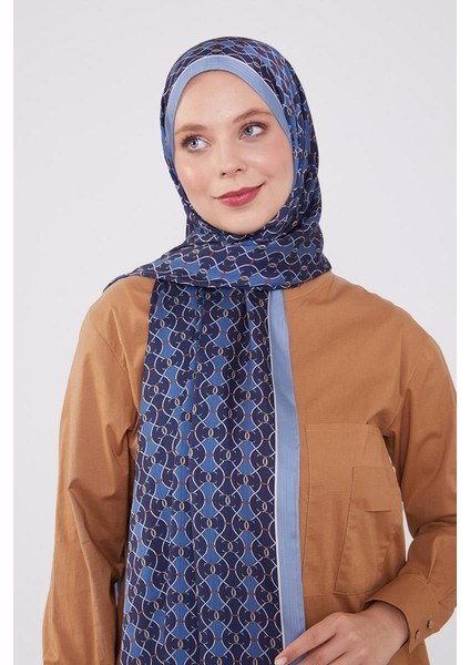 İndigo Zincir Desen Brand Şal