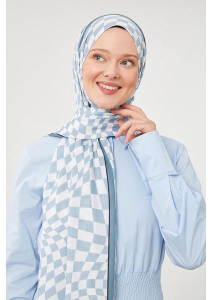 Mint Yeşili Dama Desen Mono Krep Şal fiyatları