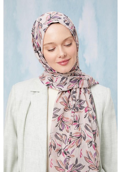 Açık Vizon Yaprak Desen Cotton Şal fiyatları