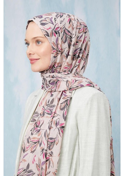 Açık Vizon Yaprak Desen Cotton Şal modelleri