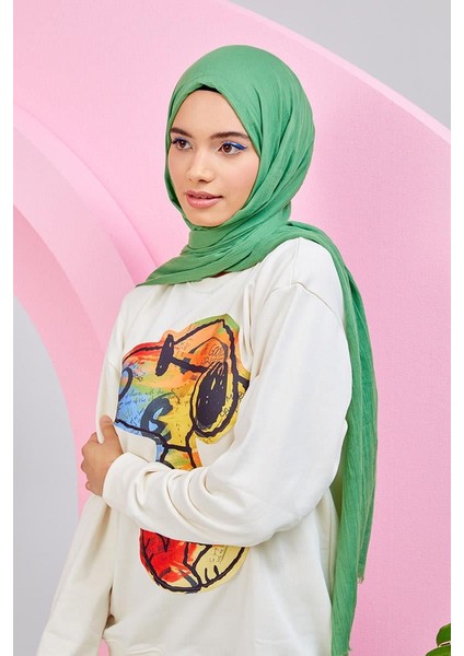 Açık Yeşil Olay Pamuk Şal