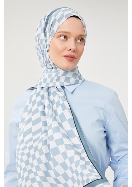 Mint Yeşili Dama Desen Mono Krep Şal fırsatları