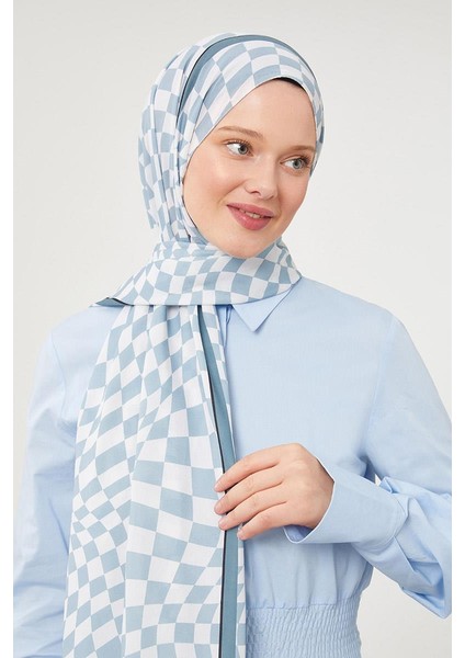 Mint Yeşili Dama Desen Mono Krep Şal indirimleri