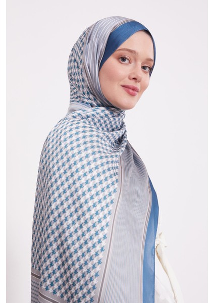 Mavi Kazayağı Desen Brand Şal