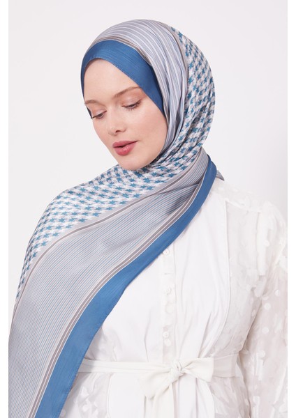 Mavi Kazayağı Desen Brand Şal modelleri