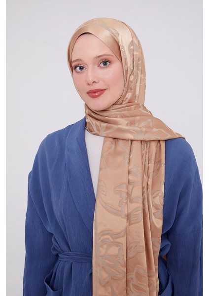 Sütlü Kahve Yonca Desen Deluxe Devore Şal