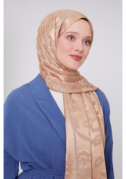 Sütlü Kahve Yonca Desen Deluxe Devore Şal fırsatları