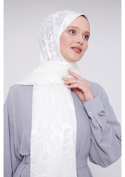 Beyaz Çiçek Desen Deluxe Devore Şal fiyatları