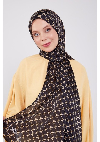 Siyah-Gold Çift Renkli Brand Şal