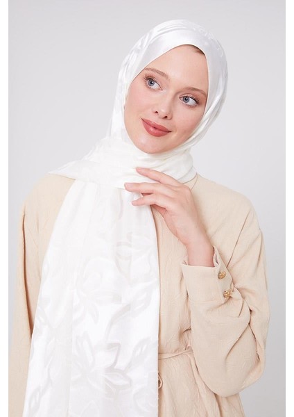 Beyaz Yonca Desen Deluxe Devore Şal modelleri