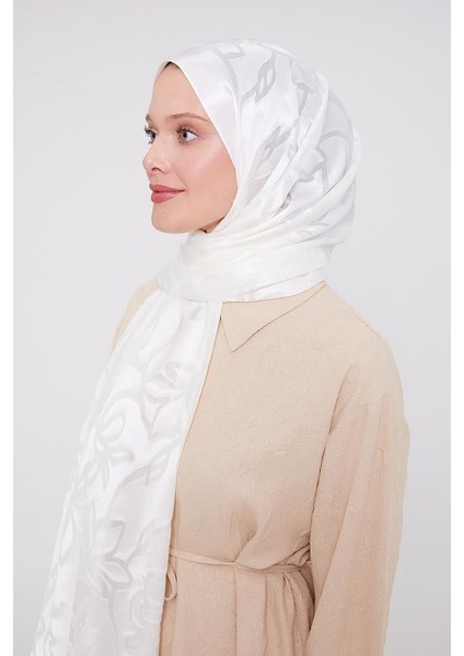 Beyaz Yonca Desen Deluxe Devore Şal fırsatları