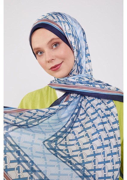 Lacivert Şeritli Halka Desen Brand Şal modelleri