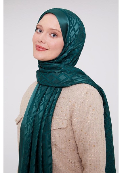 Zümrüt Geometrik Desen Deluxe Devore Şal modelleri