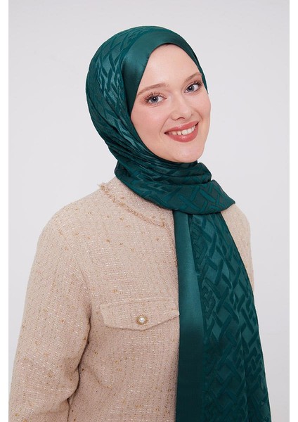 Zümrüt Geometrik Desen Deluxe Devore Şal fırsatları