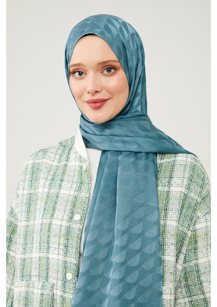 Su Yeşili Ay Desen Jakarlı Elegance Şal fiyatları