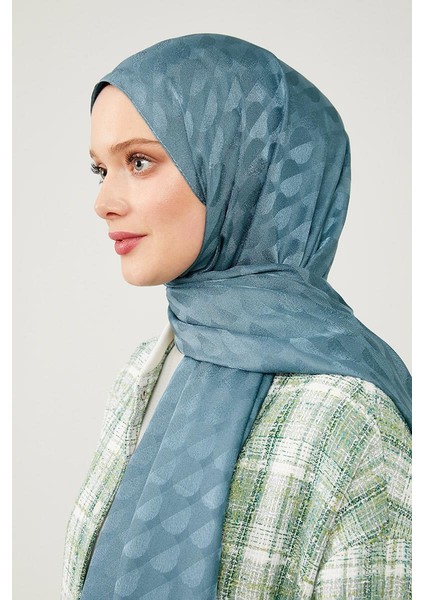 Su Yeşili Ay Desen Jakarlı Elegance Şal modelleri
