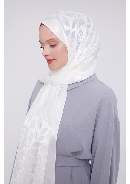 Beyaz Çiçek Desen Deluxe Devore Şal fırsatları
