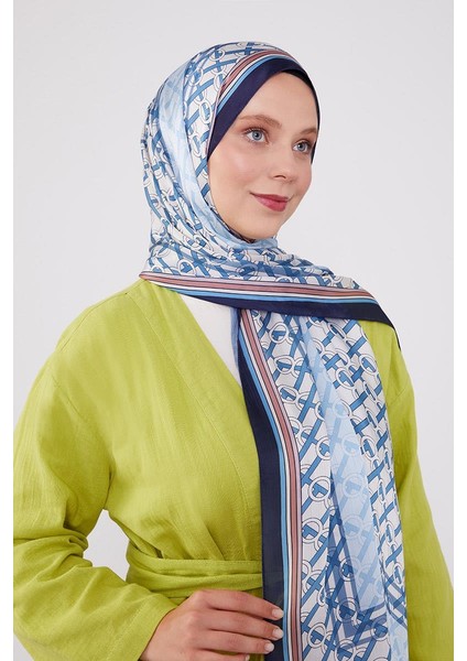 Lacivert Şeritli Halka Desen Brand Şal fırsatları