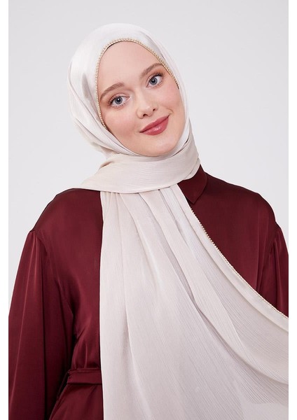 Krem Yanları Taş Şeritli Brilant Şal fırsatları