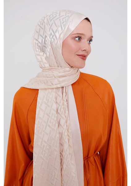 Krem Geometrik Desen Deluxe Devore Şal fiyatları