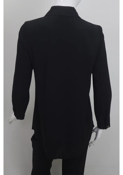 Fistan Store Kadın Siyah Düz Spor Kesim Normal Kalıp Yazlık Saten Gömlek modelleri