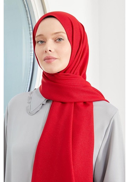 Kırmızı Simli Otto Abiye Şal