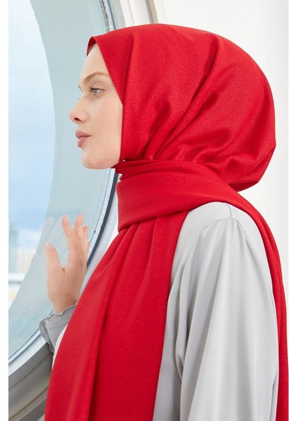 Kırmızı Simli Otto Abiye Şal modelleri