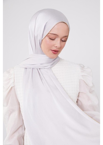 A.Gümüş Yanları Taş Şeritli Brilant Şal modelleri