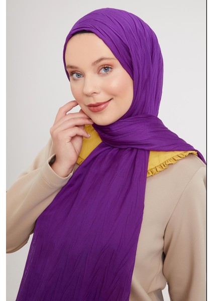 Mor Pliseli Pamuklu Şal fiyatları