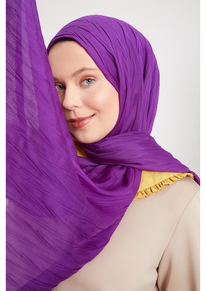 Mor Pliseli Pamuklu Şal modelleri