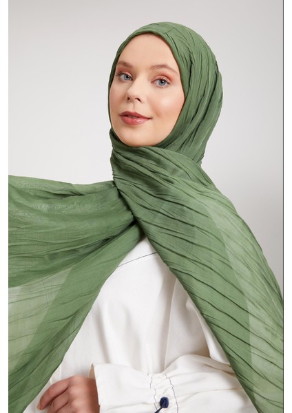 Yeşil Pliseli Pamuklu Şal fiyatları