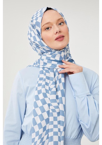 İndigo Dama Desen Mono Krep Şal fiyatları