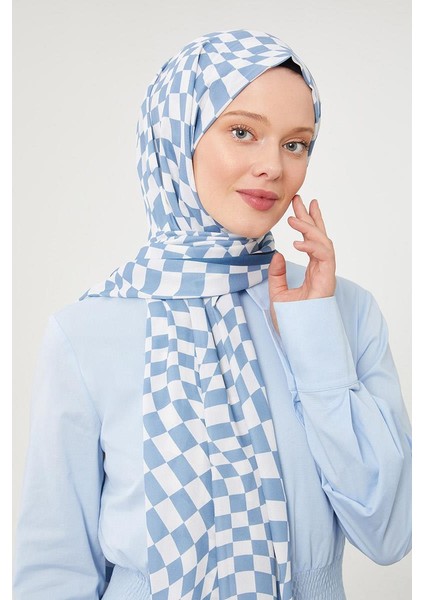 İndigo Dama Desen Mono Krep Şal fırsatları