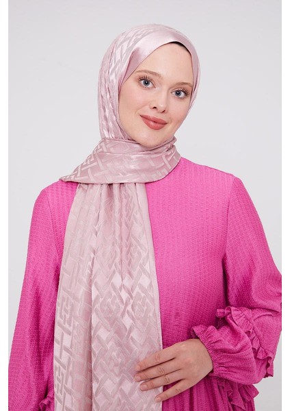 Pembe Geometrik Desen Deluxe Devore Şal