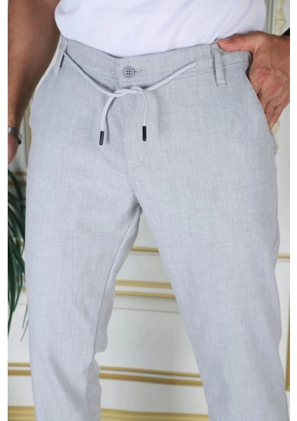 Erkek Gri Italyan Kesim Kaliteli Esnek Slim Fit Likralı Lastikli Ipli Şık Koton Kumaş Pantolon fiyatları