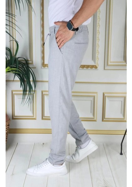Erkek Gri Italyan Kesim Kaliteli Esnek Slim Fit Likralı Lastikli Ipli Şık Koton Kumaş Pantolon modelleri