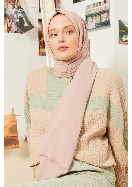 Açık Pudra Maxi Cotton Şal