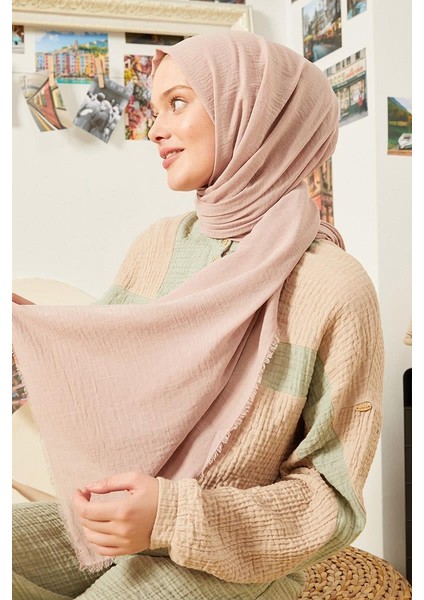 Açık Pudra Maxi Cotton Şal modelleri
