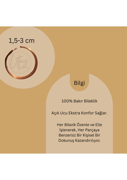 Stilize Bitki Desenli Bakır Kelepçe Bileklik - Otantik Unisex Tasarım El Yapımı