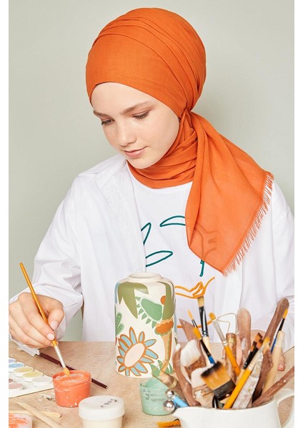 Turuncu Modal Pamuk Şal