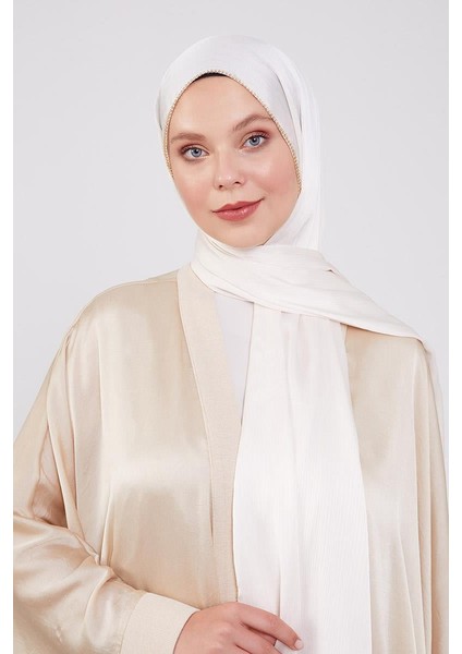 Bej Yanları Taş Şeritli Brilant Şal modelleri